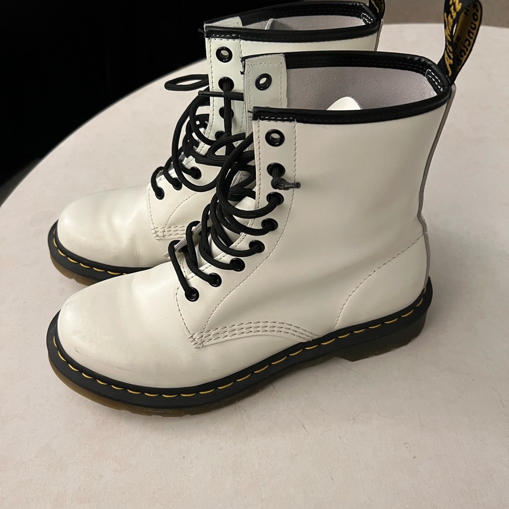 Dr. Martens White Leather Boots
